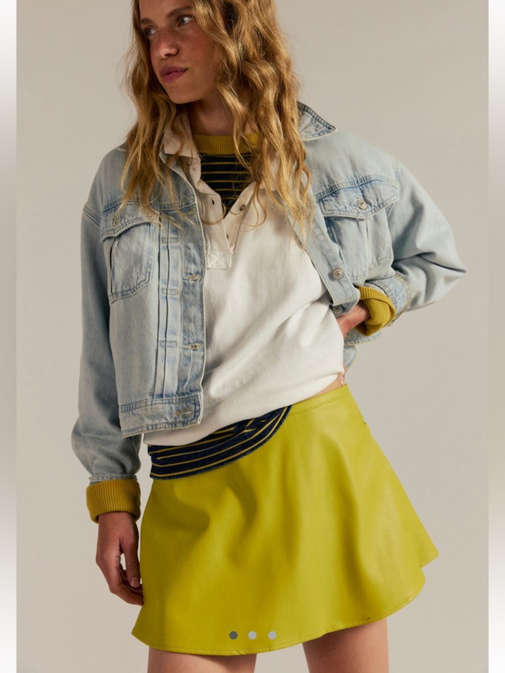 Free People We The Free Paradise Found Vegan Skort Chartreuse Skort SMALL NWT - Picture 2 of 14